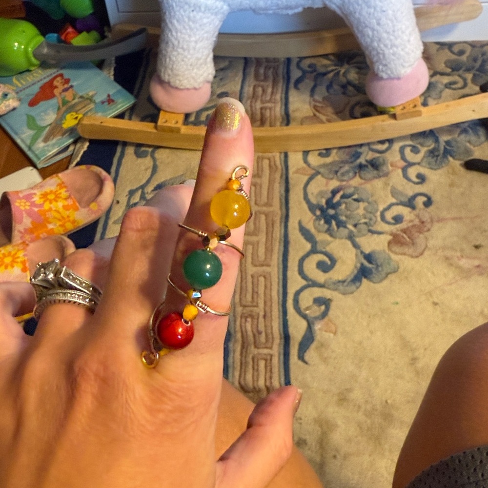 Hand Crafted Multicolor Beaded Ring - image 8